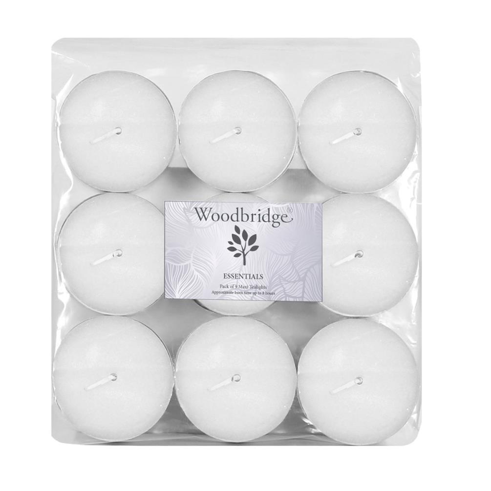 Woodbridge White Unscented Maxi Tealights (Pack of 9) £3.59